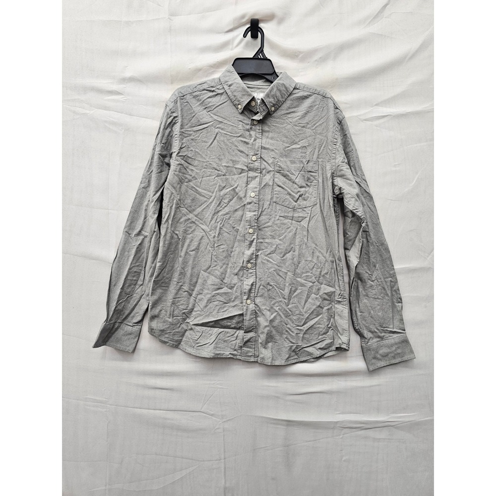 Goodfellow & Co Mens Slim Fit Oxford Button Up Shirt Gray Cotton Size Large